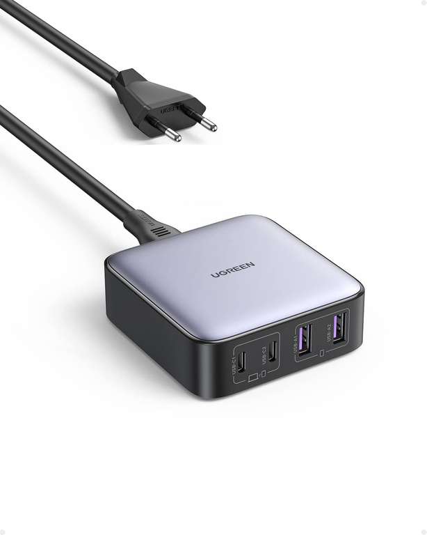 [Prime] Chargeur USB-C Ugreen Nexode - 65W, 4 Ports avec GaN II Tech + Câble Alimentation Inclus (Via coupon - Vendeur tiers)