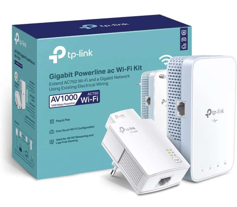 Kit 2 CPL TP-Link WiFi AC 750 Mbps + CPL 1000 Mbps avec Port Ethernet Gigabit TL-WPA7517
