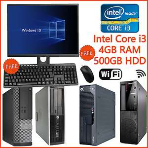 Lot Ecran PC 19" ,Clavier et PC Fixe (modèle aléatoire) - i3 2ème génération, 4Go RAM, 500 Go HDD, USB WiFi, Windows 10 (Reconditionné B)
