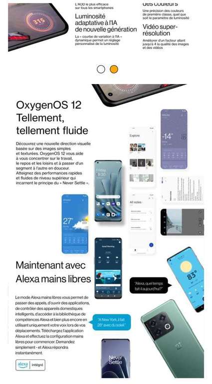 Smartphone 6.7" OnePlus 10 Pro 5G Dual-SIM - 8 Go de Ram, 128 Go (+ 28.75€ en Rakuten Points)