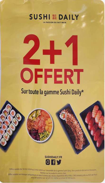 1 article offert dès 2 articles achetés sur la gamme Sushi Daily (hors épicerie) - Géant casino odysseum, Montpellier (34)