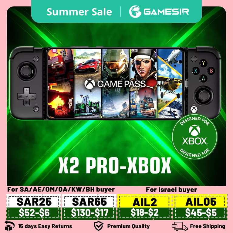 Manette de jeu GameSir X2 Pro Xbox Android, noir, avec 1 mois d'abonnement Game Pass Ultimate, Blanc ou Noir