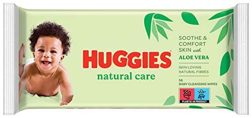 Lot de 10 Paquets de Lingettes bébé Huggies - Pour tout le corps, À l'aloe vera, Natural Care, 10x56 lingettes
