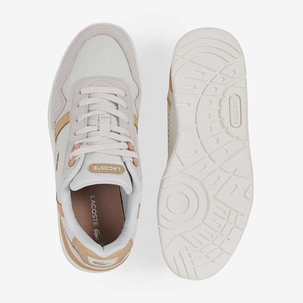 Chaussures Lacoste T-Clip - Blanc/beige/or, Tailles 36 et 37 – Dealabs.com
