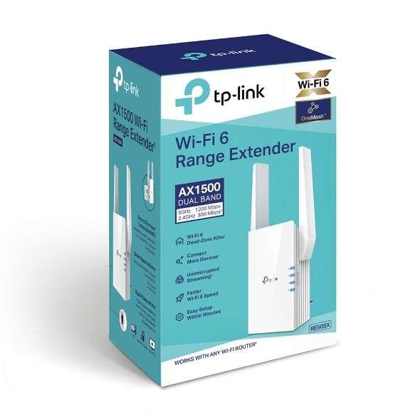 Répéteur WiFi 6 Mesh TP-Link RE505X - Amplificateur, AX1500, 1 Port Ethernet, Gigabit