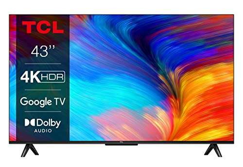TCL 43P639 - Smart TV 43" avec 4K HDR, Ultra HD, Google TV, Game Master, Dolby Audio, Google Assistant intégré et compatible Alexa