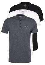 Lot de 3 T-Shirts Hollister Co. Henley - 100% Coton, white/navy/black