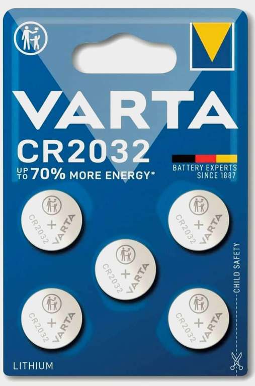 Lot de 5 Piles Varta CR2032 Lithium (Vendeur Tiers)