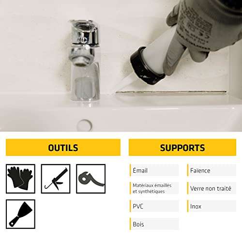 Mastic silicone SikaSeal 108 anti-moisissure et spécial salle de bain - 300 ml