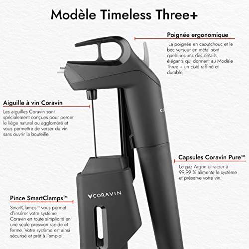 Système de Préservation du Vin Timeless Model Three+ Coravin 3 - Noir, accessoires inclus (Vendeur Tiers)