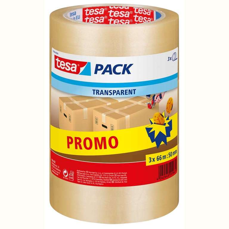 Kit Dérouleur De Ruban Tesa + 2 Rouleaux De Ruban Transparent 66m X 50mm - Pour Emballer Vos Colis - Neuf