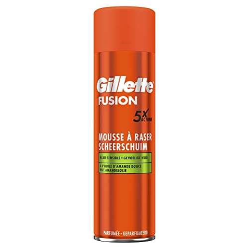 Lot de 6 flacons de mousse à raser Gillette Fusion - à l’huile d’amande, 6 x 250ml