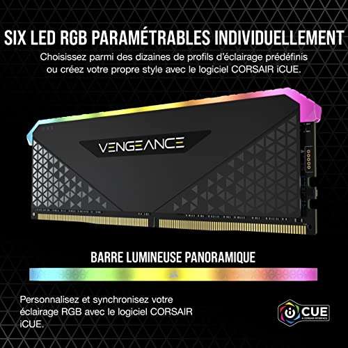Kit mémoire RAM DDR4 Corsair Vengeance RGB RS 32 Go (2 x 16 Go) - 3200 MHz, CL16 (CMG32GX4M2E3200C16)