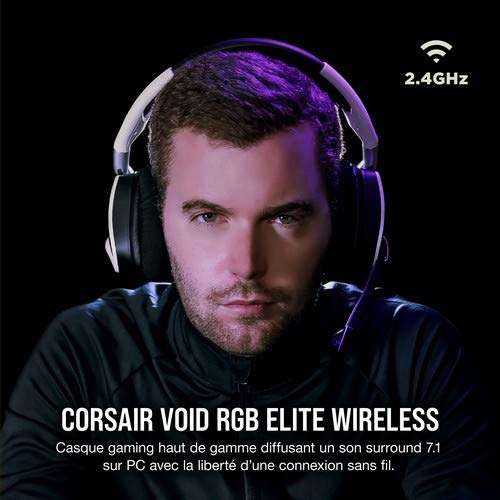 Corsair Void RGB Elite Casque Gamer sans Fil PC/PS4/PS5 Noir/Blanc