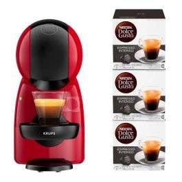 Machine à café capsules Krups Nescafé Dolce Gusto YY4580FD + 3 boites de café espresso, 15 bars, Compact, Piccolo, Rouge