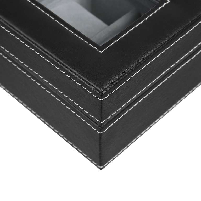 Boîte à Montres 5 Emplacements Songmics JWB05B - Coussinets amovibles, couvercle verre, noir/gris, 26,5x11x8,5 cm (Via Coupon+ Code)