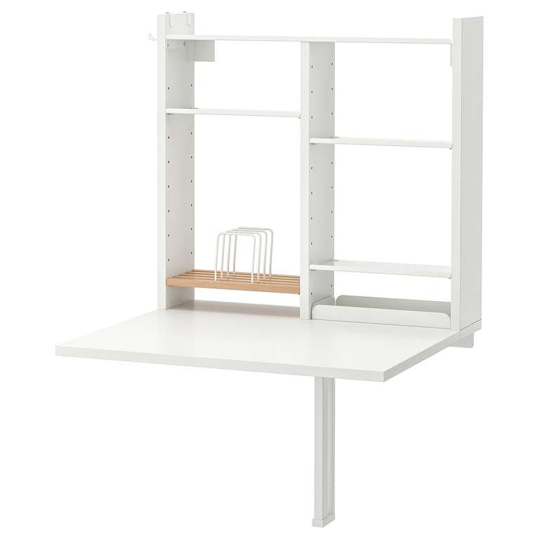 [Ikea Family] Table ou bureau mural à rabat Norberg avec rangement, blanc