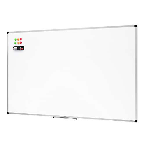 Tableau blanc magnétique avec cadre en aluminium Amazon Basics - effaçable à sec, 90 x 60 cm