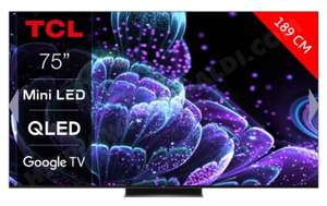 TV 75" TCL 75C831 (2022) - Mini-LED, QLED, HDMI 2.1, 144Hz, VRR, ALLM, Google TV, Dolby Vision IQ, HDR10+ (Via ODR de 250€)