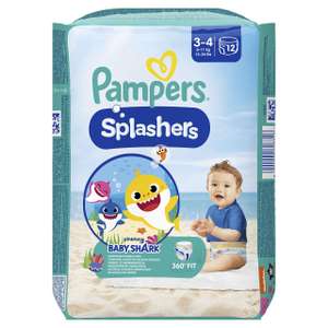 Pack de 12 Couches culottes de Bain bébé Pampers Splashers Edition Baby Shark - Taille 3-4 (6-11kg) (via Prévoyez Économisez)