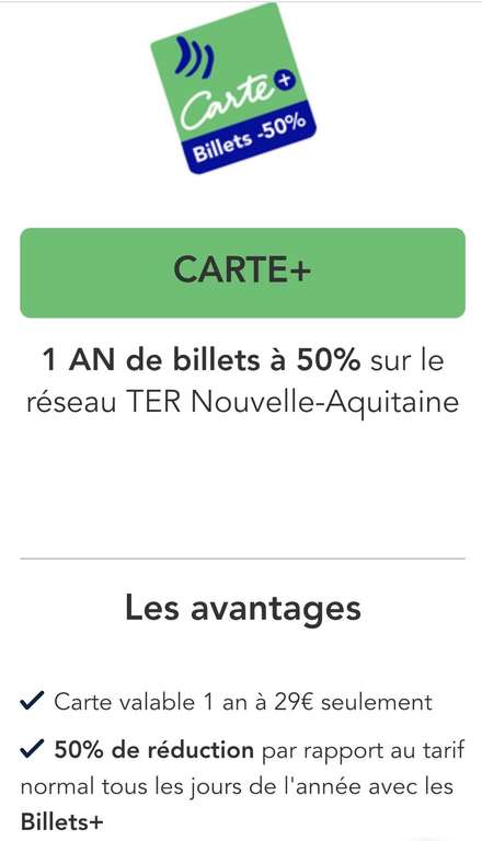 Carte+ TER Nouvelle-Aquitaine