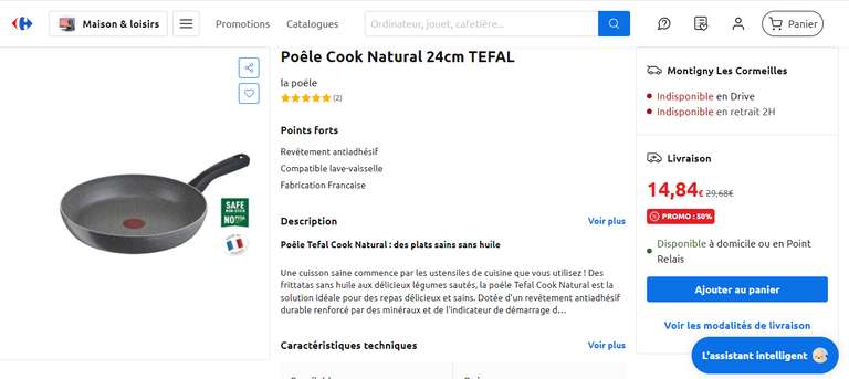 Poêle Cook Natural Tefal - 24cm