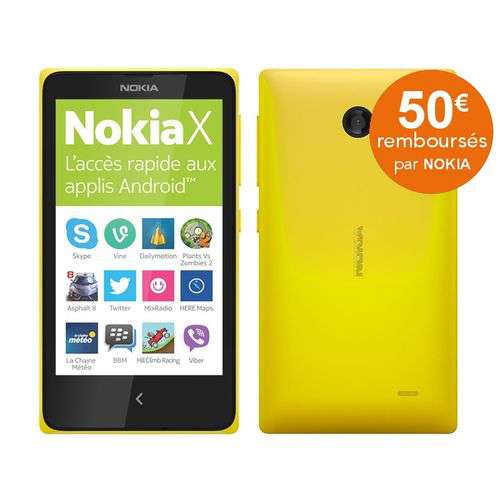 Smartphone Nokia X - Jaune, vert ou noir (avec ODR 50€)