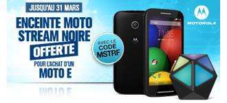 Smartphone Motorola Moto E Noir ou Blanc + Récepteur audio Bluetooth Motorola Moto Stream (Avec ODR de 20€)