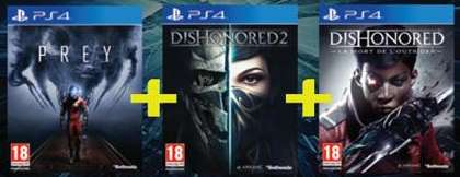 Dishonored 2 + Dishonored La Mort de l’Outsider + Prey sur PS4, Xbox One ou PC