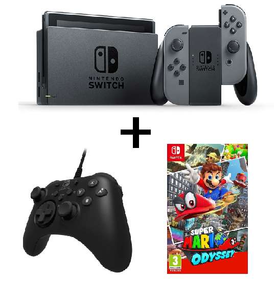 Console Nintendo Switch + Paire de Joy-con + Manette + Super Mario Odyssey