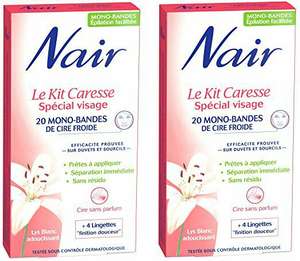 Nair - Kit Caresse Spécial Visage - 20 Mono-bandes de Cire Froide - Lot de 2