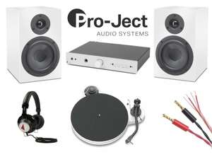 Pack chaîne Hifi Vinyle Pro-Ject (Ampli + Platine RPM 1.3 Génie + Enceintes bibliothèques Speaker Box 5 + Câbles + Casque)
