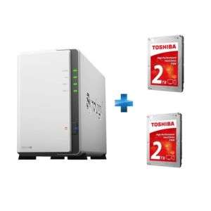 Serveur NAS Synology DS216J + lot de 2 disques durs internes 3.5" Toshiba P300 High-Performance 2 To