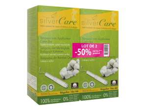 Tampons en coton Bio Silvercare avec applicateur