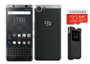 Smartphone 4.5" BlackBerry KEYone - S625, 3Go de RAM, 32Go, noir + Carte microSD 32Go Samsung EVOPlus + Coque Smart Pocket KEYone