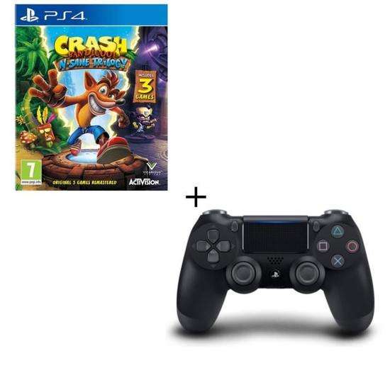 Crash Bandicoot N. Sane Trilogy  sur PS4 + Manette Sans-fil Dualshock 4 - Noir