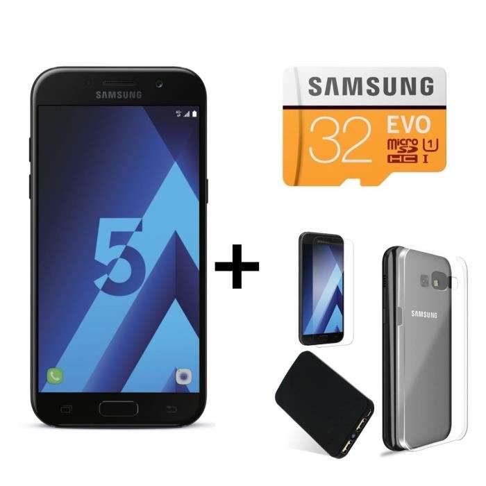 Smartphone 5.2" Samsung Galaxy A5 2017 (Plusieurs coloris) + Carte Micro SD 32 Go + Powerbank + Coque + Verre trempé (via ODR de 50€)