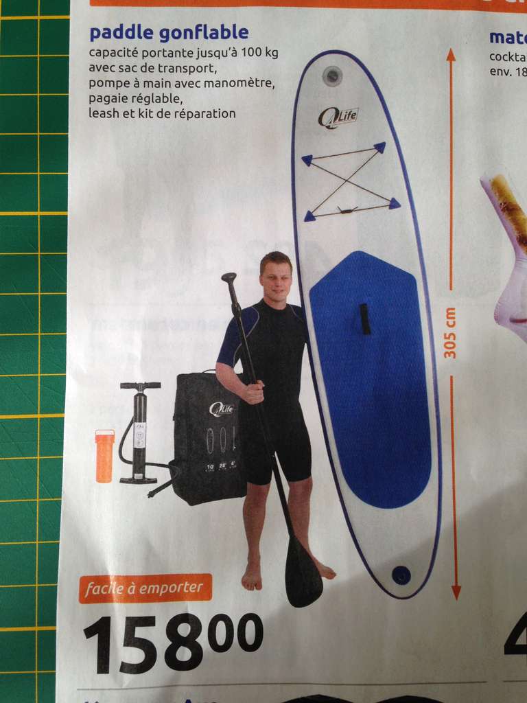 Stand up paddle gonflable Q4Life (305 cm) + leash + kit de réparation