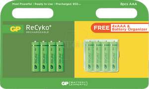 Lot de 8 piles rechargeables GPRecyko AAA (NKON)