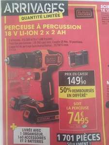 Perceuse à percussion Black & Decker 18 V Li-Ion avec 2 batteries (via ODR de 74.95€)