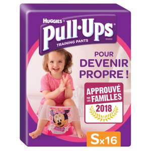 Sélection de paquets de couches Huggies Pull-Ups - Ex : Paquet de 16 couches culottes fille ou garçon, taille S : 8-15 kg