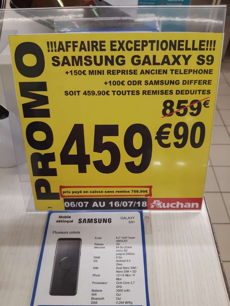 Smartphone 5.8" Samsung Galaxy S9 - Double SIM, 64 Go (Via 150€ offerts pour la reprise d'un téléphone + ODR de 100€) - Villars (42)