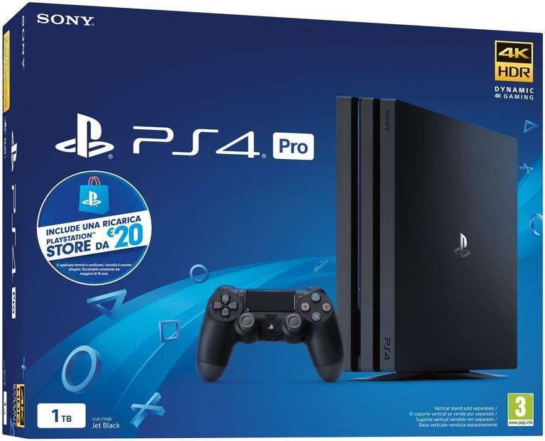 [Prime IT] Console Sony PS4 Pro - 1 To + Carte PlayStation Store 20€