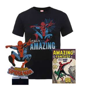 Pack Amazing Spider Man: T-Shirt Homme Totally Amazing + Affiche A3 Spider-Man + Lampe Veilleuse USB