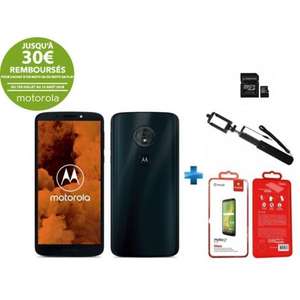 Smartphone 5.7" Motorola Moto G6 Play Bleu + Carte mémoire 32Go + Perche à selfie noire + Verre trempé (via ODR de 20€)