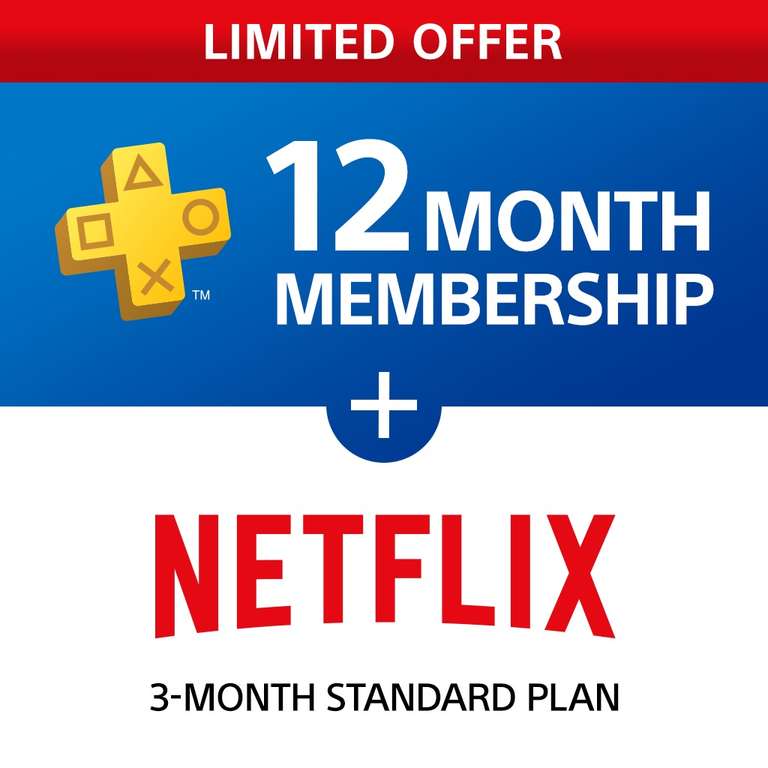 Abonnement de 12 mois au service PlayStation Plus + abonnement de 3 mois à Netflix HD (Store Indonésien)