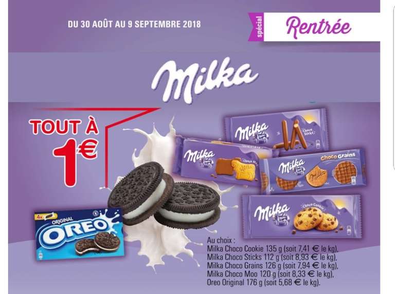 Sélection de paquet de biscuits Milka à 1€