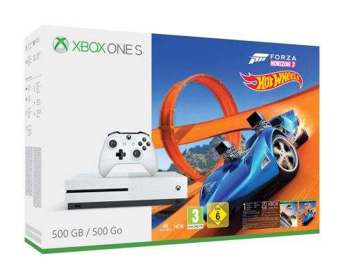 Pack Console Xbox One S (Blanc) - 500 GO + Forza Horizon 3 + DLC Hot Wheels (Frontaliers Suisse)