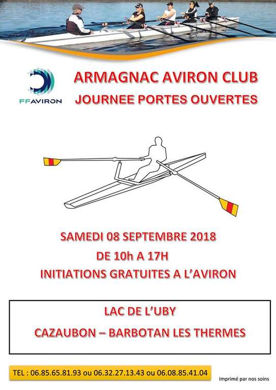Initiation Gratuite à l'Aviron avec  Armagnac Aviron Club - Lac de l'Uby Cazaubon Barbotan-les-Thermes (32)