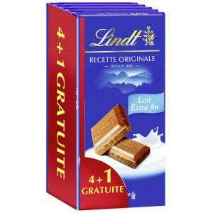 Lot de 5 tablettes de chocolat Lindt Lait Extra Fin - 5x100g